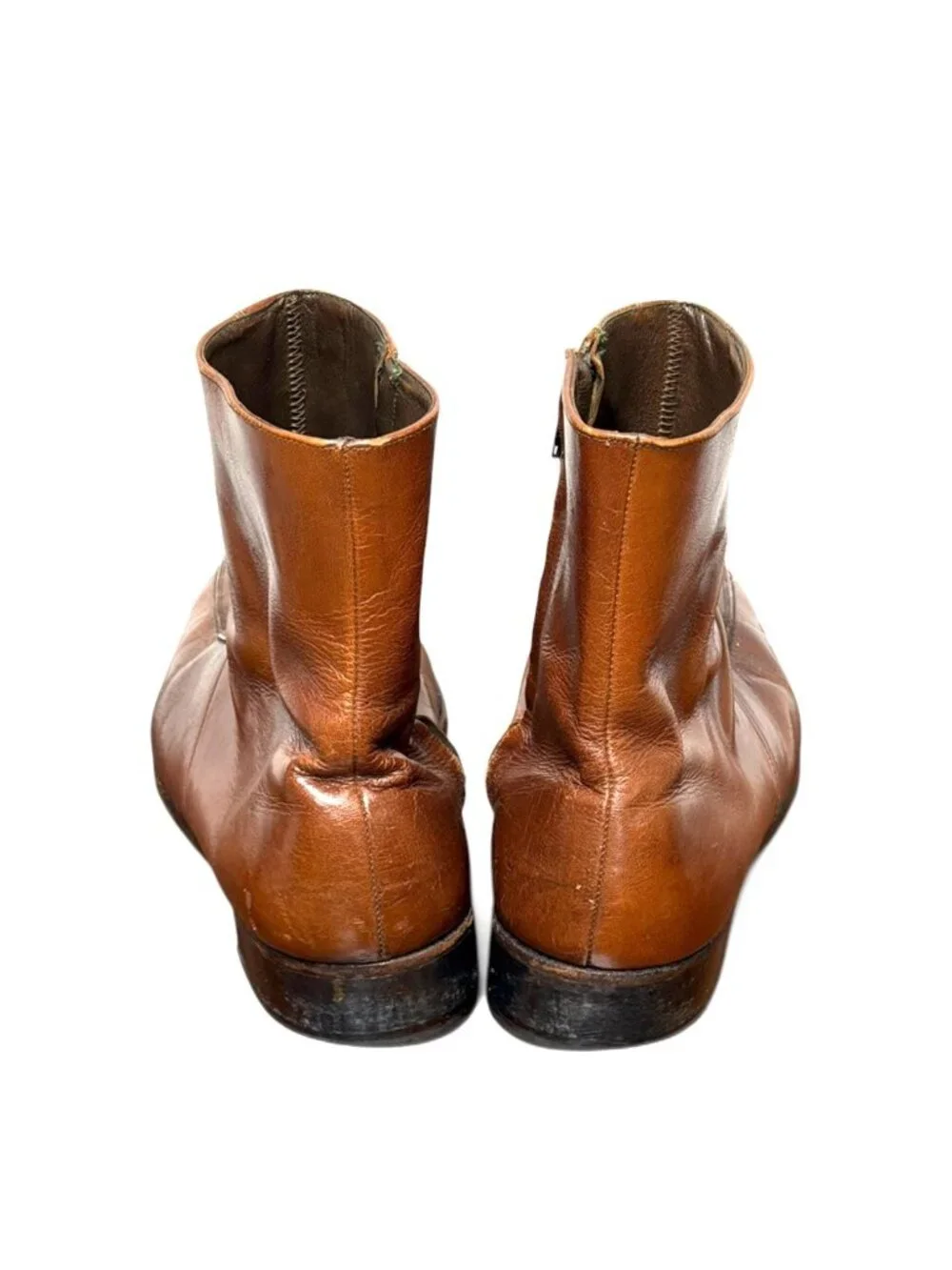 Vintage 70s Florsheim Imperial Leather Side Zip Beatle Boots 10 3E Extra Wide
